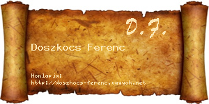 Doszkocs Ferenc névjegykártya